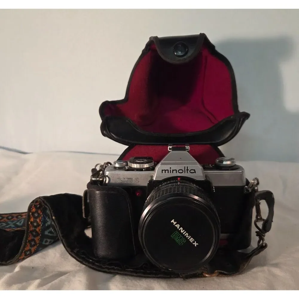 Minolta XG1 35mm Film Camera w Lens Lot Hanimex Rokkor Strap Case